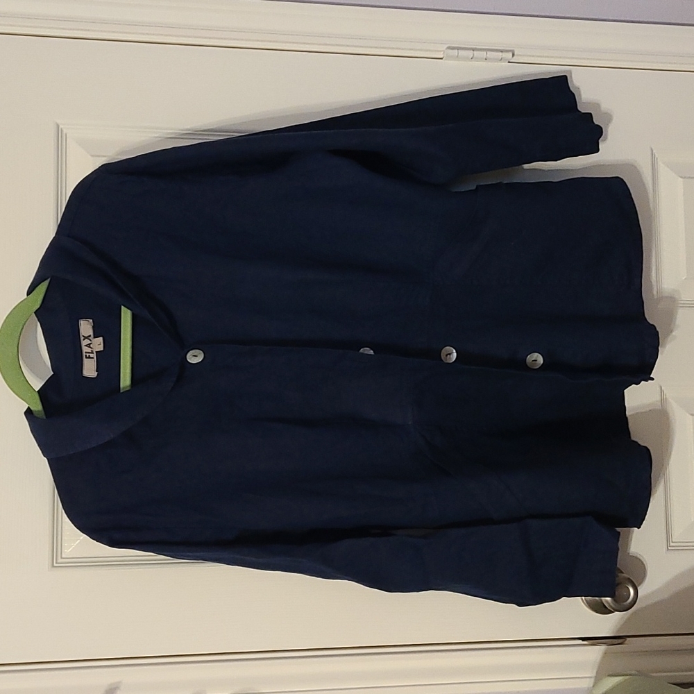 Deep blue flax brand L 5 button jacket or shirt